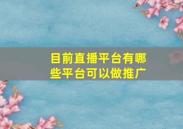 目前直播平台有哪些平台可以做推广