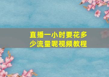 直播一小时要花多少流量呢视频教程