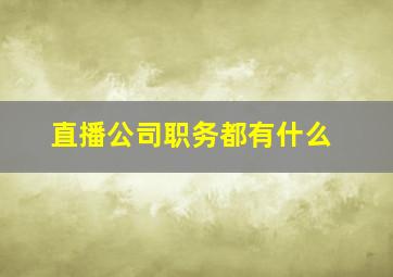 直播公司职务都有什么