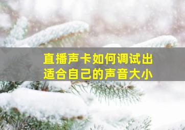 直播声卡如何调试出适合自己的声音大小