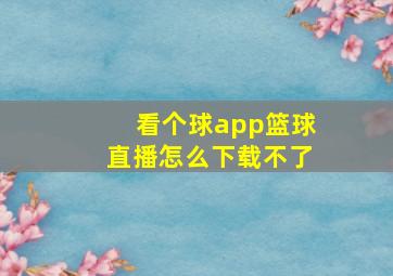 看个球app篮球直播怎么下载不了