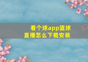 看个球app篮球直播怎么下载安装