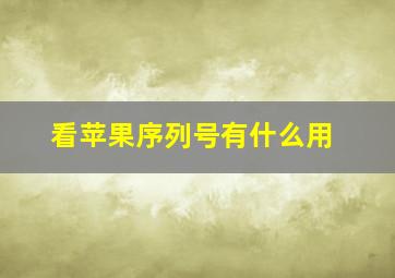 看苹果序列号有什么用