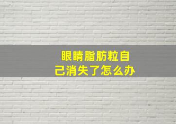 眼睛脂肪粒自己消失了怎么办