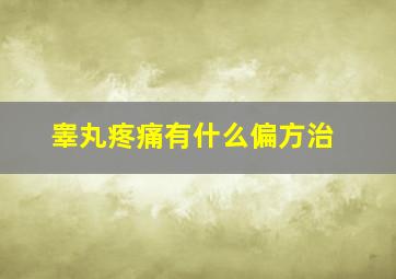 睾丸疼痛有什么偏方治