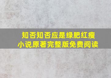 知否知否应是绿肥红瘦小说原著完整版免费阅读