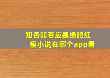 知否知否应是绿肥红瘦小说在哪个app看