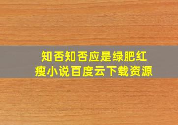 知否知否应是绿肥红瘦小说百度云下载资源