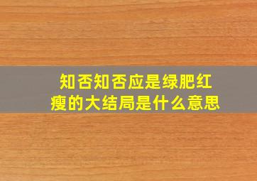 知否知否应是绿肥红瘦的大结局是什么意思