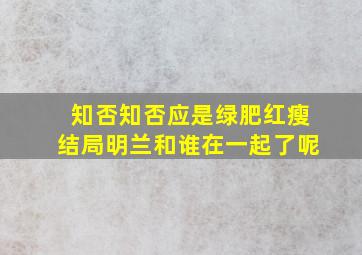 知否知否应是绿肥红瘦结局明兰和谁在一起了呢