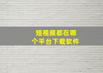 短视频都在哪个平台下载软件