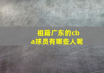 祖籍广东的cba球员有哪些人呢