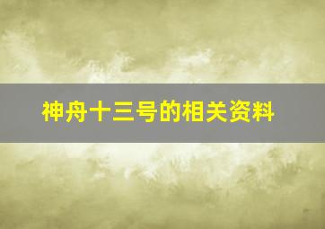 神舟十三号的相关资料