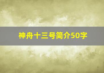 神舟十三号简介50字