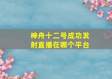 神舟十二号成功发射直播在哪个平台