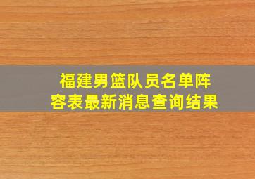 福建男篮队员名单阵容表最新消息查询结果