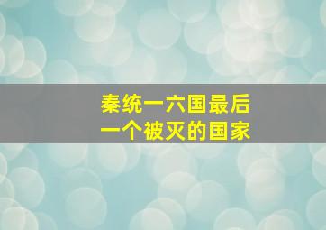 秦统一六国最后一个被灭的国家