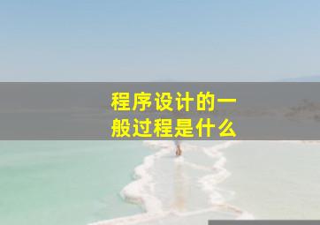 程序设计的一般过程是什么