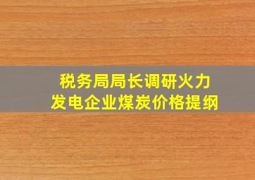 税务局局长调研火力发电企业煤炭价格提纲