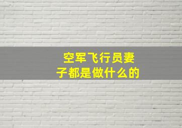 空军飞行员妻子都是做什么的