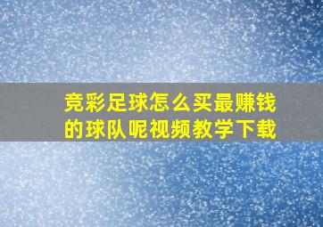 竞彩足球怎么买最赚钱的球队呢视频教学下载