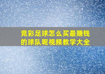 竞彩足球怎么买最赚钱的球队呢视频教学大全