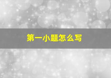 第一小题怎么写