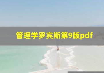 管理学罗宾斯第9版pdf