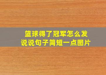 篮球得了冠军怎么发说说句子简短一点图片