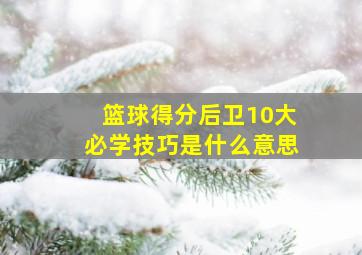 篮球得分后卫10大必学技巧是什么意思