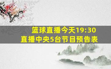 篮球直播今天19:30直播中央5台节目预告表