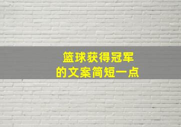 篮球获得冠军的文案简短一点