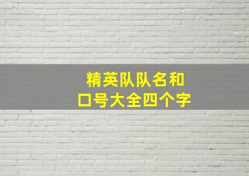 精英队队名和口号大全四个字