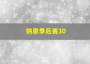 纳恩季后赛30