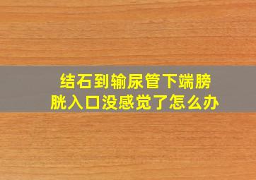 结石到输尿管下端膀胱入口没感觉了怎么办