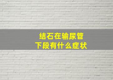 结石在输尿管下段有什么症状