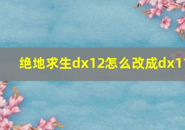 绝地求生dx12怎么改成dx11