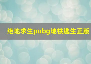 绝地求生pubg地铁逃生正版