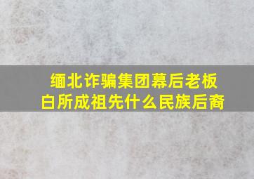 缅北诈骗集团幕后老板白所成祖先什么民族后裔