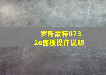 罗斯蒙特8732e面板操作说明