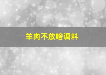 羊肉不放啥调料