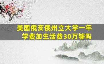 美国俄亥俄州立大学一年学费加生活费30万够吗