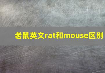 老鼠英文rat和mouse区别