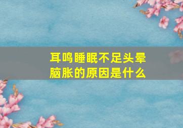 耳鸣睡眠不足头晕脑胀的原因是什么