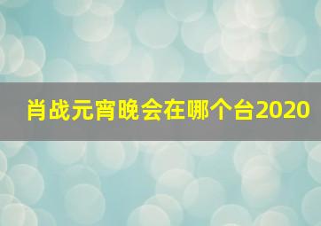 肖战元宵晚会在哪个台2020