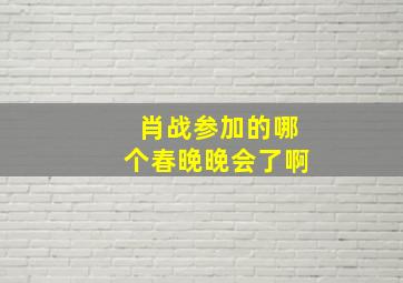 肖战参加的哪个春晚晚会了啊