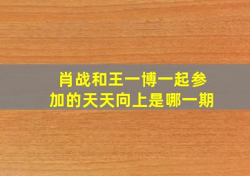 肖战和王一博一起参加的天天向上是哪一期