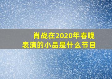 肖战在2020年春晚表演的小品是什么节目