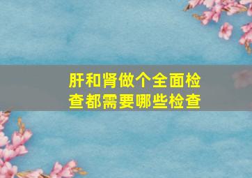 肝和肾做个全面检查都需要哪些检查