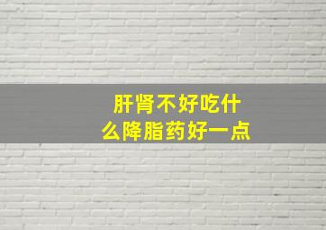 肝肾不好吃什么降脂药好一点